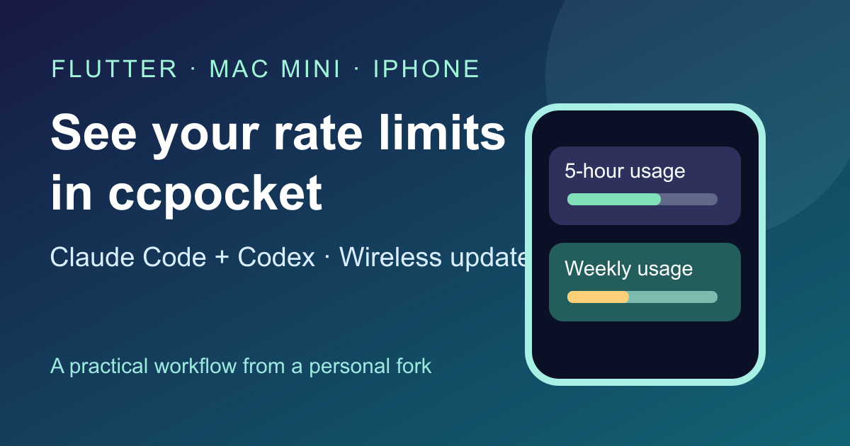 Cover illustration: Add Rate-Limit Indicators to ccpocket for Claude Code and Codex—and Update an iPhone App over Wi-Fi