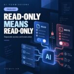 Illustration contrasting read-only and write permissions for AI（AI生成の説明用イメージ。実際のアプリ画面ではありません）